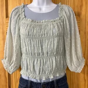NWT, Hem & Thread Women’s Or Teen’s Mint Top Balloon Sleeves Sz Medium, K647